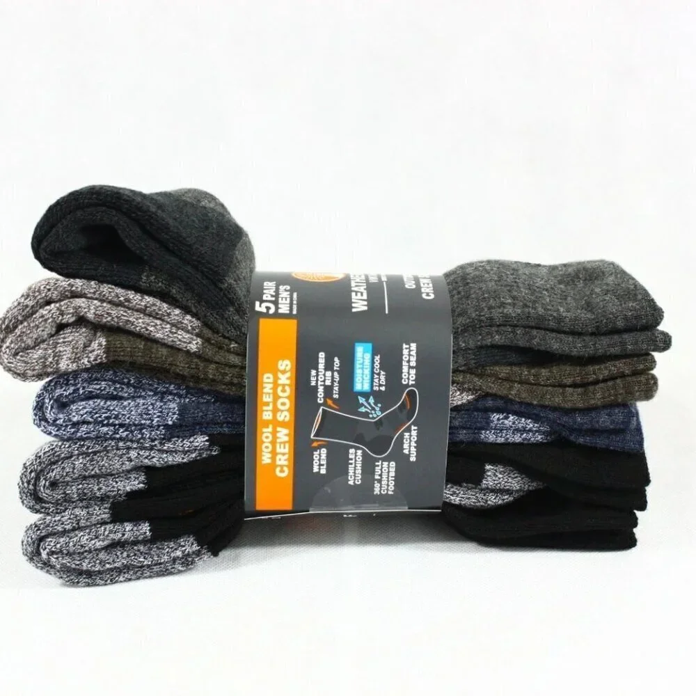 NWT - Weatherproof Men's Outdoor Crew Sock, 5-pair